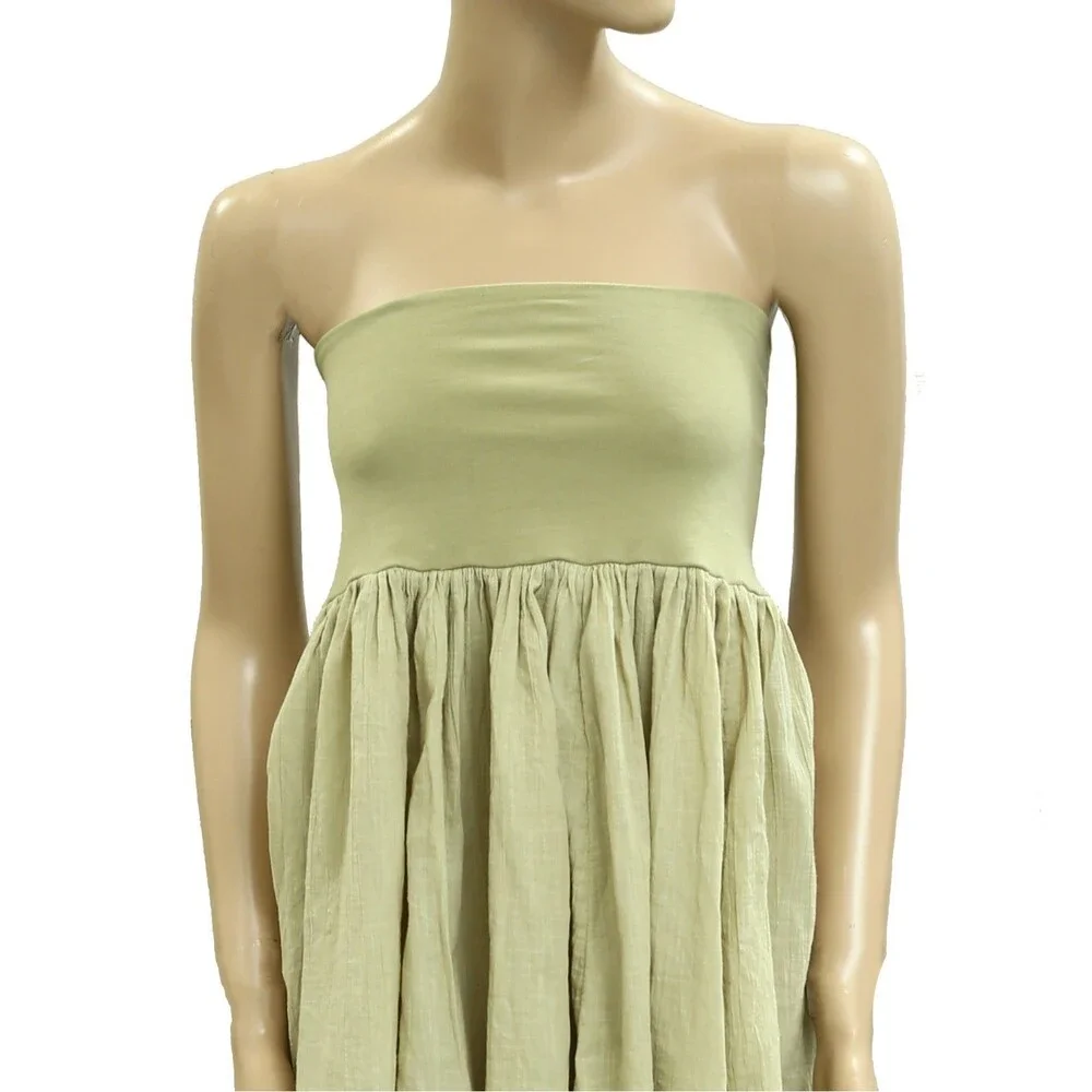 Free People Free-est Green Convertible Skirt Tube Dress Pull-On Beach S 281769